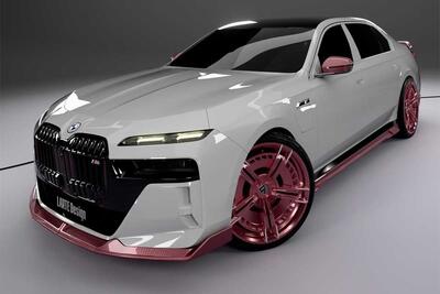 تیونینگ عجیب بی‌ام‌و i7 با لباس صورتی! - پدال