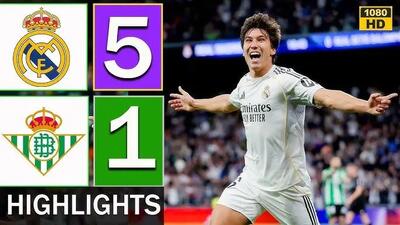 خلاصه بازی رئال مادرید 5 - رئال بتیس 1