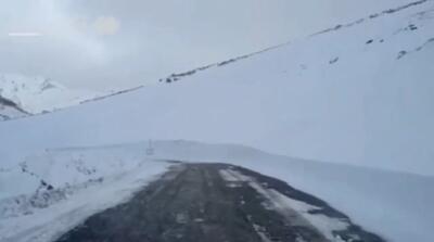 تصاویر ارتفاع 5 متری برف در «گله‌بادوش» الیگودرز