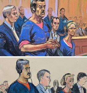 تصاویر نقاشی مادورو در دادگاه فدرال نیویورک