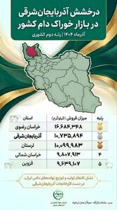  درخشش آذربایجان‌شرقی در بازار خوراک دام کشور