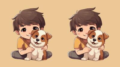  این چالش را بپذیرید و ببینید آیا می‌توانید ۳ تفاوت تصویر پسر بچه و سگش را در 7 ثانیه پیدا کنید؟