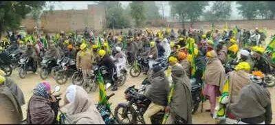 رژه موتوری در روستاها/ مبارزه متحد کارگران و کشاورزان هند علیه اصلاحات ضد کارگری