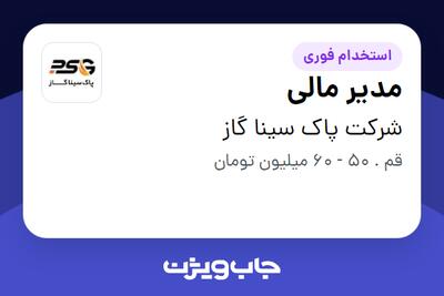 استخدام مدیر مالی در شرکت پاک سینا گاز