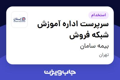  استخدام سرپرست اداره آموزش شبکه فروش در بیمه سامان