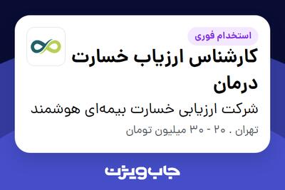  استخدام کارشناس ارزیاب خسارت درمان در شرکت ارزیابی خسارت بیمه‌ای هوشمند