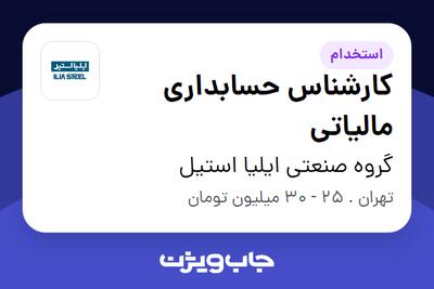  استخدام کارشناس حسابداری مالیاتی در گروه صنعتی ایلیا استیل