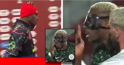 عصبانیت ویکتور اوسیمن از لوکمن، هم‌تیمی خود در جریان بازی نیجریه و موزامبیک