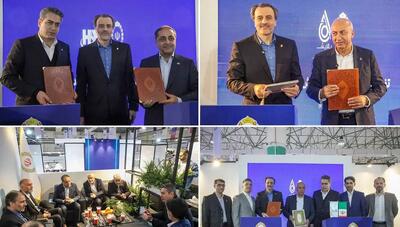 حضور فعال بانک ملی ایران در نمایشگاه ایران پتروکم با محور توسعه همکاری‌های بانکی و صنعتی / امضای تفاهم‌نامه با «پالایش نفت آفتاب» و «هیربد نیرو»