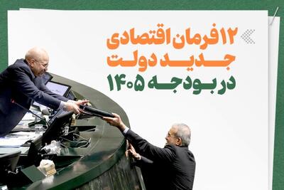 اینفوگرافیک/ ۱۲ فرمان اقتصادی جدید دولت در بودجه ۱۴۰۵