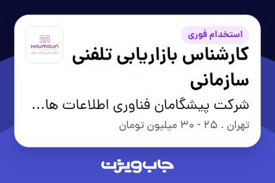  استخدام کارشناس بازاریابی تلفنی سازمانی در شرکت پیشگامان فناوری اطلاعات هامون