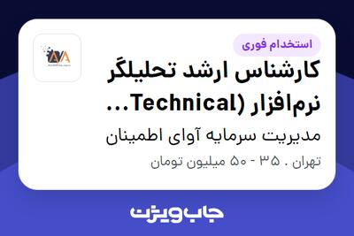  استخدام کارشناس ارشد تحلیلگر نرم‌افزار (Technical Software Analyst) در مدیریت سرمایه آوای اطمینان