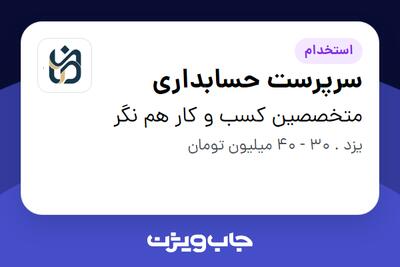  استخدام سرپرست حسابداری در متخصصین کسب و کار هم نگر