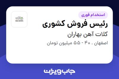  استخدام رئیس فروش کشوری - آقا در کلات آهن بهاران