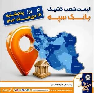  اعلام فهرست شعب کشیک بانک سپه / پنجشنبه، هجدهم دی ماه