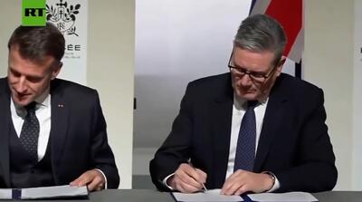  لحظات امضای توافق اروپایی‌ها برای اعزام نیروی نظامی به اوکراین