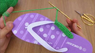 آموزش قلاب بافی با دمپایی بسیار زیبا و متفاوت