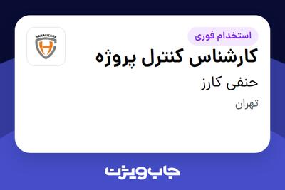  استخدام کارشناس کنترل پروژه در حنفی کارز