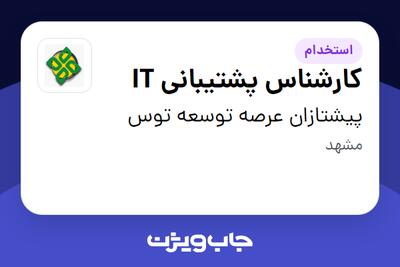  استخدام کارشناس پشتیبانی IT - آقا در پیشتازان عرصه توسعه توس