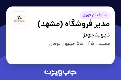  استخدام مدیر فروشگاه (مشهد) در دیویدجونز