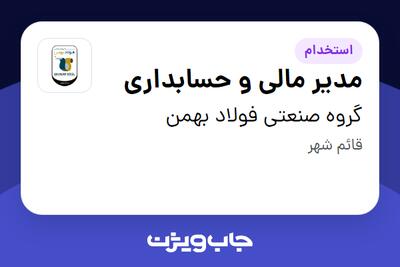  استخدام مدیر مالی و حسابداری در گروه صنعتی فولاد بهمن