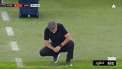 ویدیو| چهره سرمربی سابق بارسلونا وقتی مقابل بارسلونا ۵ تایی می‌شود!