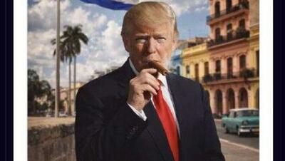  دونالد ترامپ، رئیس جمهور آمریکا، تصویری از خود که توسط هوش مصنوعی تولید شده بود را در حساب کاربری خود در شبکه اجتماعی Truth Social بازنشر کرد که در حال کشیدن سیگار کوبایی است و پرچم جمهوری کوبا در پس زمینه آن دیده می‌شود.