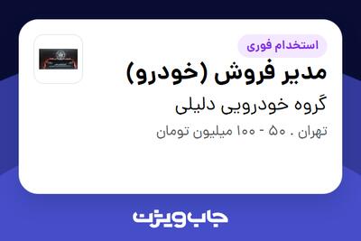 استخدام مدیر فروش (خودرو) در گروه خودرویی دلیلی