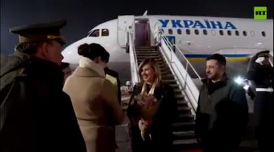 تصاویری از همسر زلنسکی در فرودگاه