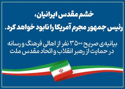  بیانیه‌  صریح ۳۵۰۰ نفر از اهالی فرهنگ و رسانه در حمایت از رهبر انقلاب