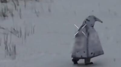 لحظات هدف قرار دادن سرباز روس با لباس پنگوئن!