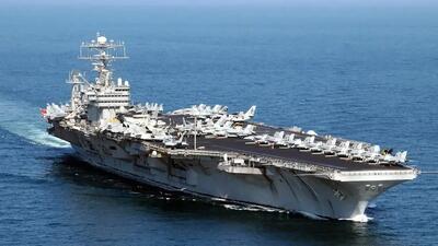 بازنشر تصاویر رصد پهپاد ایرانی بر فراز ناو آمریکایی آبراهام لینکلن