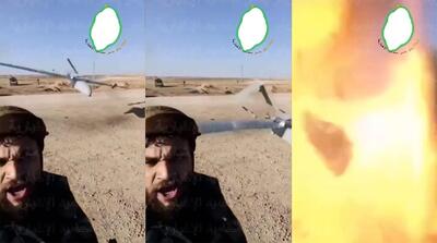 لحظه انهدام عناصر جولانی توسط پهپاد انتحاری