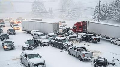 تصادف زنجیره‌ای بیش از ۵۰ خودرو در کانادا