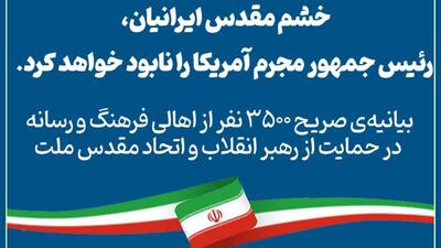 بیانیه‌ی ۳۵۰۰ نفر از اهالی فرهنگ و رسانه در حمایت از رهبر انقلاب و اتحاد مقدس ملت