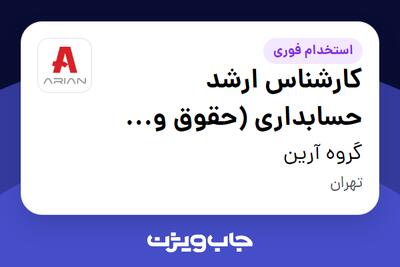  استخدام کارشناس ارشد حسابداری (حقوق و دستمزد) در گروه آرین