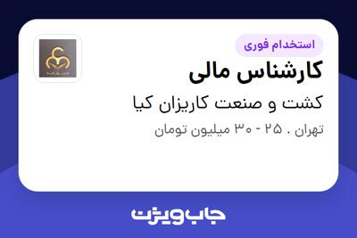 استخدام کارشناس مالی در کشت و صنعت کاریزان کیا