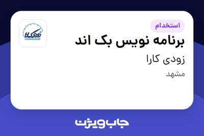  استخدام برنامه نویس بک اند در زودی کارا
