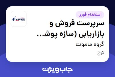  استخدام سرپرست فروش و بازاریابی (سازه پوشش ماموت) در گروه ماموت