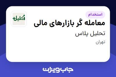  استخدام معامله گر بازارهای مالی - خانم در تحلیل پلاس