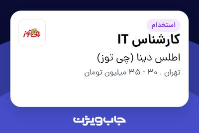  استخدام کارشناس IT در اطلس دینا (چی توز)