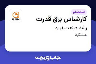  استخدام کارشناس برق قدرت - آقا در رشد صنعت نیرو