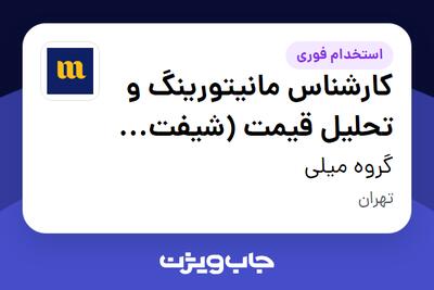  استخدام کارشناس مانیتورینگ و تحلیل قیمت (شیفت شب) در گروه میلی