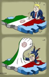  پاسخ قوی؛ اثر جدید کمال شرف، کاریکاتوریست یمنی در واکنش به فتنه آمریکا علیه ایران