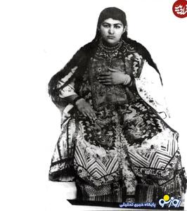  یکی از زیباترین زنان ناصرالدین‌شاه با لباس چینی
