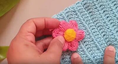  آموزش قدم به قدم بافت گل بابونه با قلاب بافی