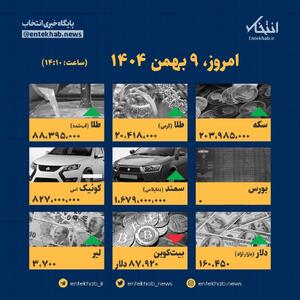 اینفوگرافیک / امروز ۹ بهمن قیمت‌ها چقدر است؟