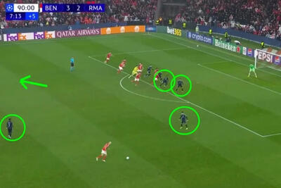 عکسی که فاجعه تاکتیکی رئال مادرید را روی گل چهارم بنفیکا نشان می‌دهد