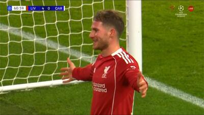 گل پنجم لیورپول به قره باغ (دبل مک آلیستر)