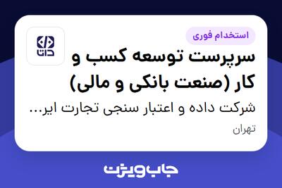  استخدام سرپرست توسعه کسب و کار (صنعت بانکی و مالی) در شرکت داده و اعتبار سنجی تجارت ایرانیان (داتا)